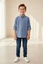 Woorage Boys' 5-14 Years Old Bone Button Cotton Linen Shirt Blue - 2