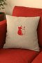 Cat Embroidered Linen Throw Pillow – Decorative Filled Pillow