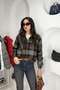Herringbone Pattern Colorful Plaid Lumberjack Shirt - Brown Brown - 2
