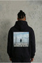 Black Oversize Hoodie - Back Printed Survivor Penguin Themed, Philosophical Text Hooded Sweatshirt - 2