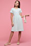 Printed Fit & Flare Dress with Crew Neck and Short Sleeves - 3