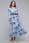 Printed Midi Dress with V-Neck and Puff Sleeves