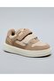 Boys Beige Color Block Velcro Closure Sneakers