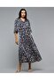 Patterned Maxi Dress with V-Neck and Flutter Sleeves - 2