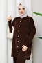 Women's Buttoned Glittery Knitted Tunic Trouser Set