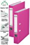 Office Folder Pink Narrow 2 Pieces Plastic Narrow Pink Folder with Ring Stainless Steel Clip Office Office