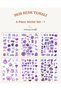 6 Sheets Purple Color Themed Sticker Set (12*17 cm)/For Scrapbook, Bullet Journal, Planner