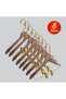 Wooden (Lama Gold Hook) Hangers with Latches for Shirts, Skirts, and Trousers, Walnut Color, 8 Pieces