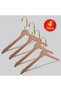 Wooden (Lama Gold Hook) Bar Hanger for Shirts and Trousers, Natural Color, 4 Pieces