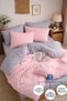 Double-Sided Double Duvet Cover Set with Elastic Sheet (2 Pillowcases)