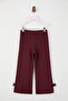 Bordo Kız Çocuk Kurdaleli Düz Örme Pantolon TKDSS26PL00003 - 5