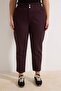 Bordo Yüksek Bel Beli Lastikli %100 Pamuk Büyük Beden Mom Jeans TBBAW23JE00002 - 3