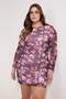 Burgundy Floral Pattern A-Line Mini Knitted Plus Size Dress Tbbss26Ah00082 - 2