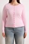 Pink Button Detailed Crop/Short Ribbed Knitted Plus Size Blouse Tbbss26Af00010 - 3