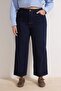 Koyu Mavi Yüksek Bel Comfort/Esnek Baggy Fit Denim Büyük Beden Jeans TBBSS26CJ00004 - 3