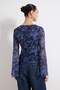 Çok Renkli Boho/Boho Chic Baskılı V yaka İspanyol Kol Tül Esnek Örme Bluz TWOAW26BZ00239 - 4