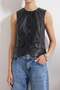 Siyah Suni Deri Fitted Dokuma Yelek TWOSS26YE00012 - 3