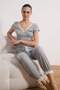 Gray Melange Cotton Blend Lace and Back Detail Knitted Pajama Set Thmss26Pt00053 - 4