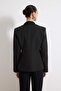 Black Chiffon Shawl Detailed Agraf Closure Fitted/Woven Blazer Jacket Twoss26Bc00019 - 5