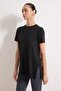 Siyah Micro Kumaş Yırtmaç Detaylı Örme Spor T-Shirt THMSS26TS00002 - 2