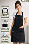Kitchen Apron Stain Resistant Water Repellent Fabric Snap Fastener Neck Strap Cook Chef Black Apron - 2