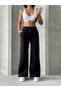 Women's Black Baggy Wide Leg Sweatpants - 2
