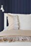 Off-White Earth Line Detailed Frilly Cotton Vintage Plain Double Duvet Cover Set - 4