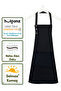 Kitchen Apron Stain Resistant Water Repellent Fabric Snap Fastener Neck Strap Cook Chef Black Apron - 3