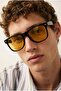 Unisex Black Yellow Classic Vintage Sunglasses - 2
