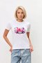 Women's 100% Cotton Antalya Printed White T-Shirt Short Sleeve Crew Neck