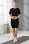 Women's Cotton Stretch Fabric Black Shorts - Black 20987 - 3