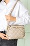 Women's Beige Kaptione 3-Compartment Adjustable Cross Strap Shoulder Bag - 3