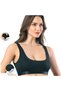 Crop Top Crop T-Shirt K6430 Black, Wide Straps, Padded, Gathering Bustier Crop T-Shirt
