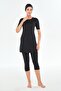 Jileli Short Sleeve Semi-Covered Hijab Swimsuit 2606-25 Black - 2