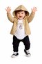 Baby Boy Hooded Checkered Shirt Jacket Printed T-Shirt Bodysuit Tracksuit Bottoms 3-Piece Set - 2