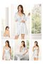 Women's Boxed Ecru Satin Nightgown Dressing Gown Pajama Set Shorts Set 6-Piece Dowry Set - 7630