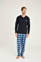100% Cotton New Season Men's Luxury Design V-Neck Pajama Set - 4