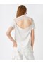 Women's Ecru T-shirt 4YAK17938DK - 4