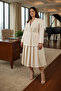 Two Piece Set of Cream Blazer and Pleated Skirt - 2