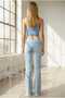 Flared F Flare Jeans Jeans Trousers High Waist Light Blue Snow Lycra - 3