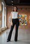 Women's Black Spanish Leg Ribbed Fabric Leggings – High Waist, Stretchy & Stylish