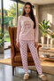 Powder Pink Donut Worry Pattern Thermal Women's Pajamas Set - 7