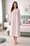 Loose Fit Mother Nightgown with Buttoned Cuff Sleeves from Cotton Fabric Pink Small Floral.