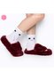 Burgundy Furry Slippers | Burgundy Feathered Bridal Slippers |   Party, Home, Kokoş, Eva Sole Slippers | Slipper - 2