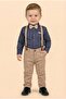 Baby Boy Shirt Suit with Suspender Bow Tie M00785 Dark Blue - 3