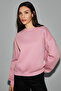 Serenya Women's Cotton Label Detailed Crew Neck Pink Sweatshirt - 6