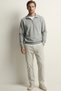 Cotton Men's Sweatshirt Gray Soft Touch Relax Fit Half Zipper Stand Collar 3 Thread Breathable - 6
