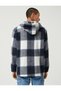 Plaid Patterned Sweatshirt with Hood and Pocket Detail, Zippered - 4