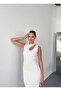 Damla Low-Cut White Women's Slim Fit Stone Dress - 4