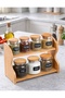 Set of 7 Glass Spice Jars with Bamboo Stand Spice Jar Set Spice Storage Container - 2